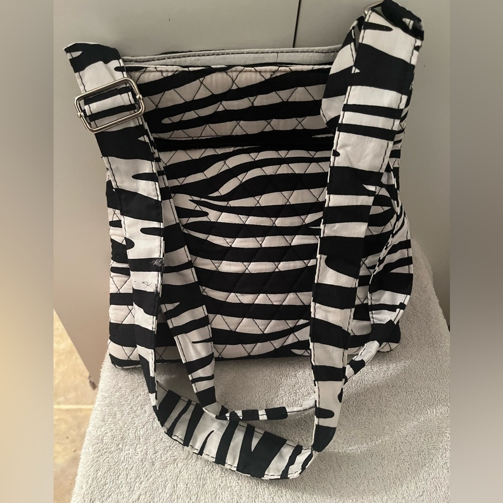 Black and White Striped Women's Shoulder Bag